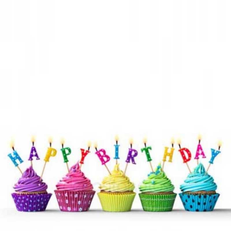 Открытка Красивые кексы со свечками на день рождения открытка ко дню рождения с разноцветными вкусняшками Happy Birthday 